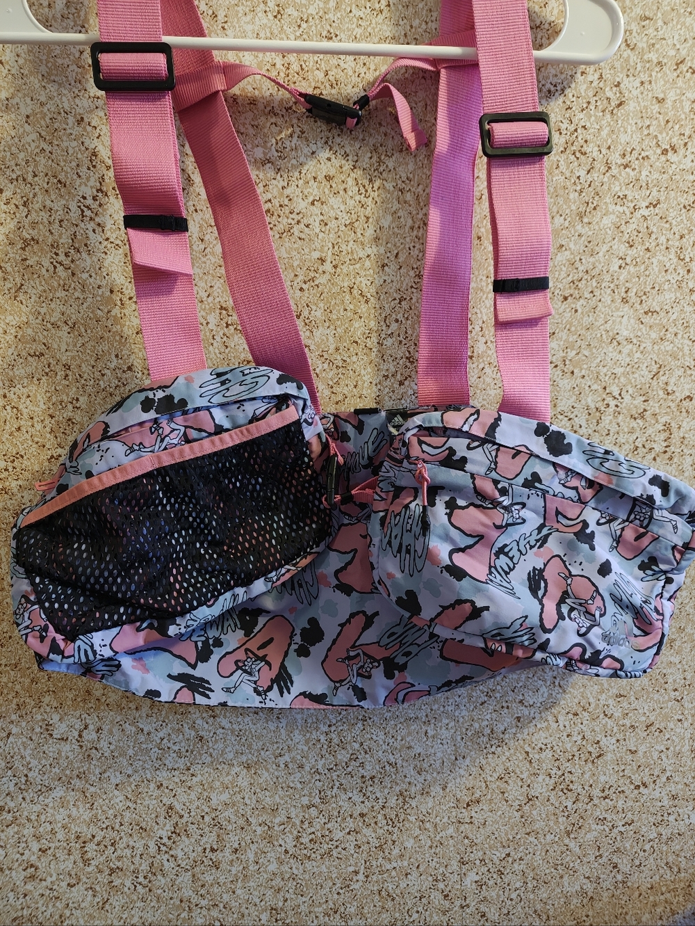 Rare: Adidas Pink & Light Blue Graphic Chest Bag Adult Small NWT - Picture 12 of 12